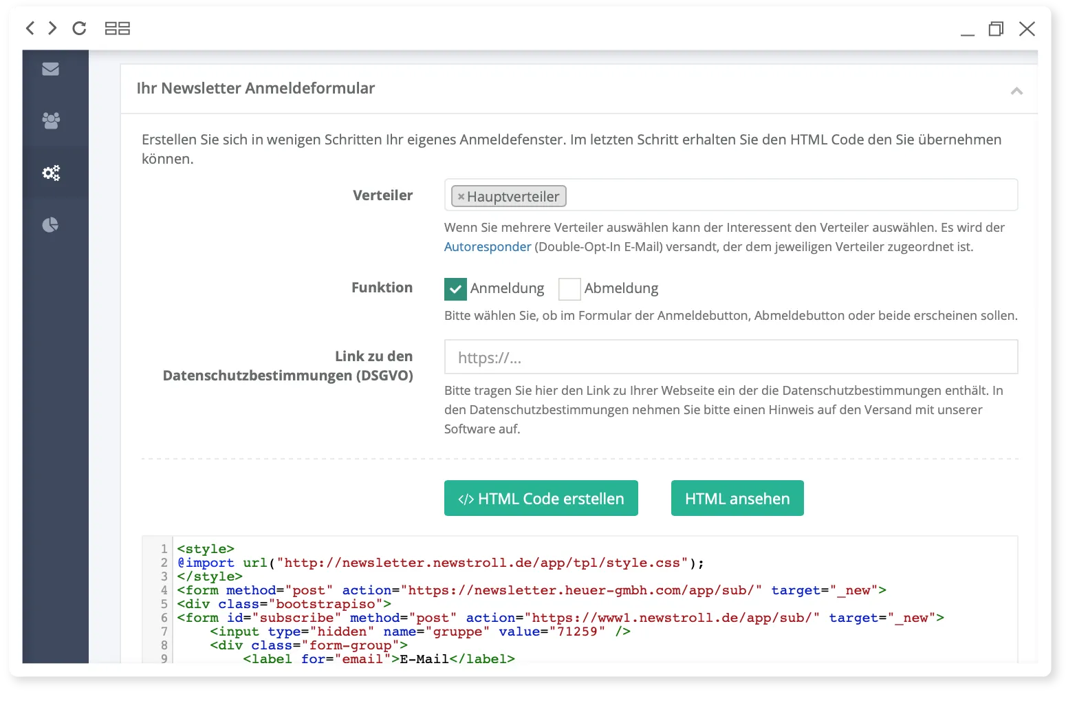 Screenshot: newsletter sign-up form