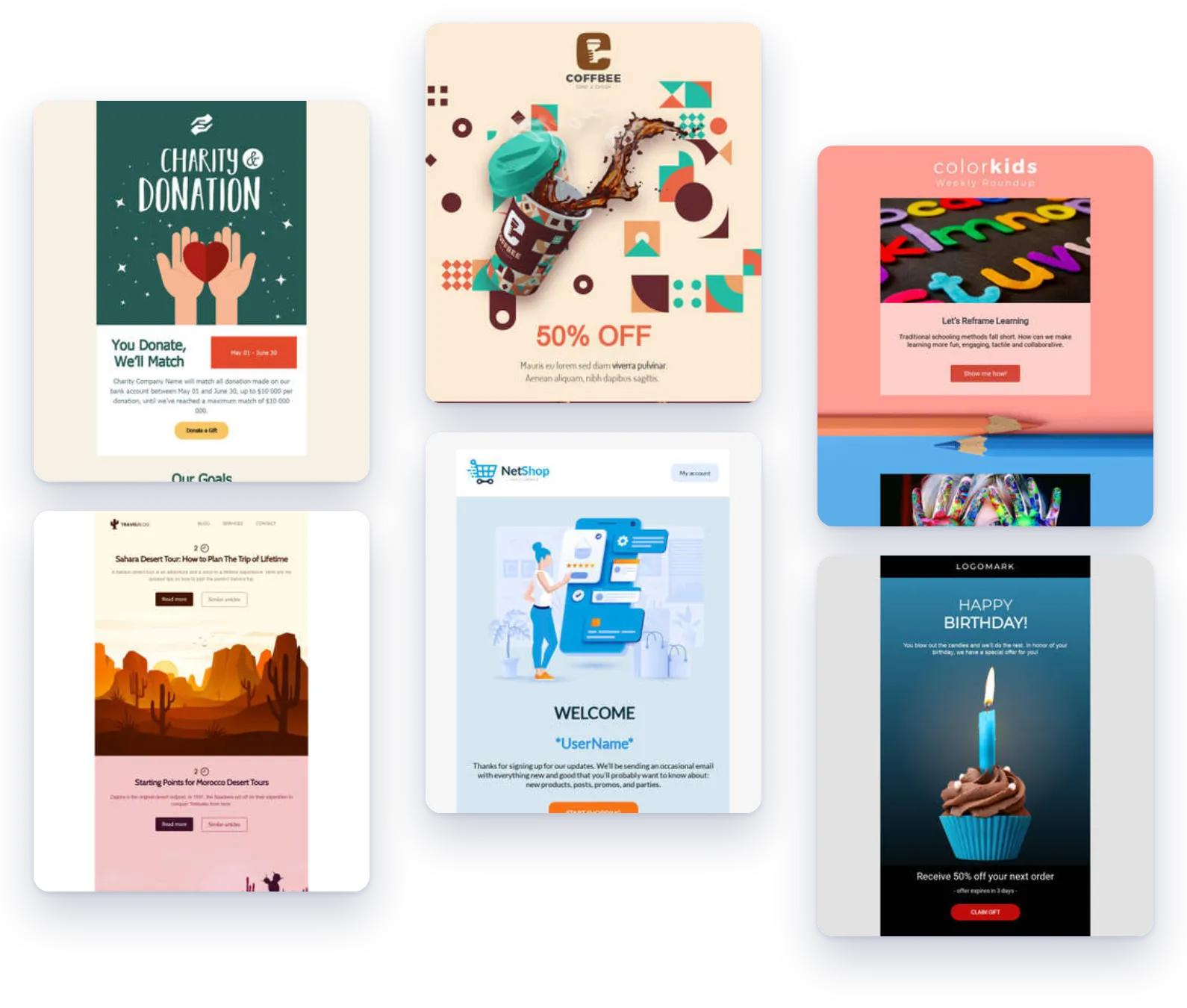 Selection of responsive design templates for newsletters