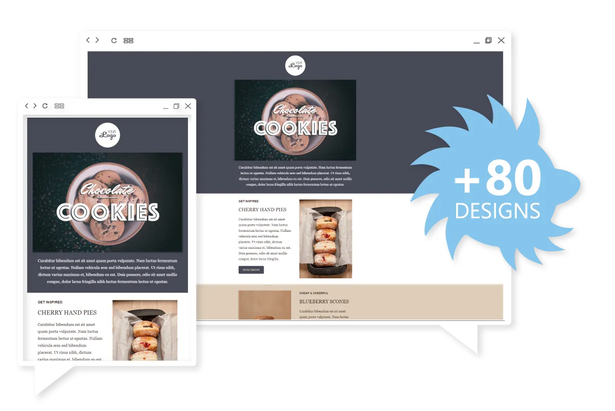 Screenshot: selection of responsive design templates