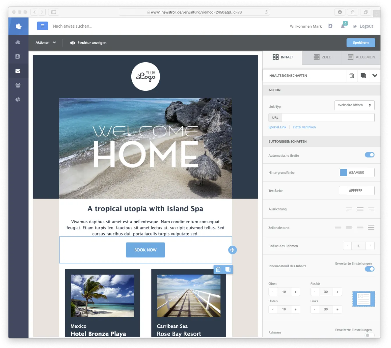 Screenshot: drag & drop editor